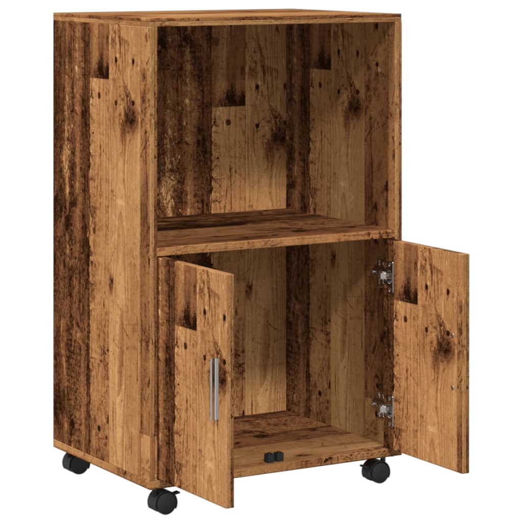 Rolkast 55x40x91 cm bewerkt hout oud houtkleurig is nu te koop bij PeponiXL, paradijselijk wonen!