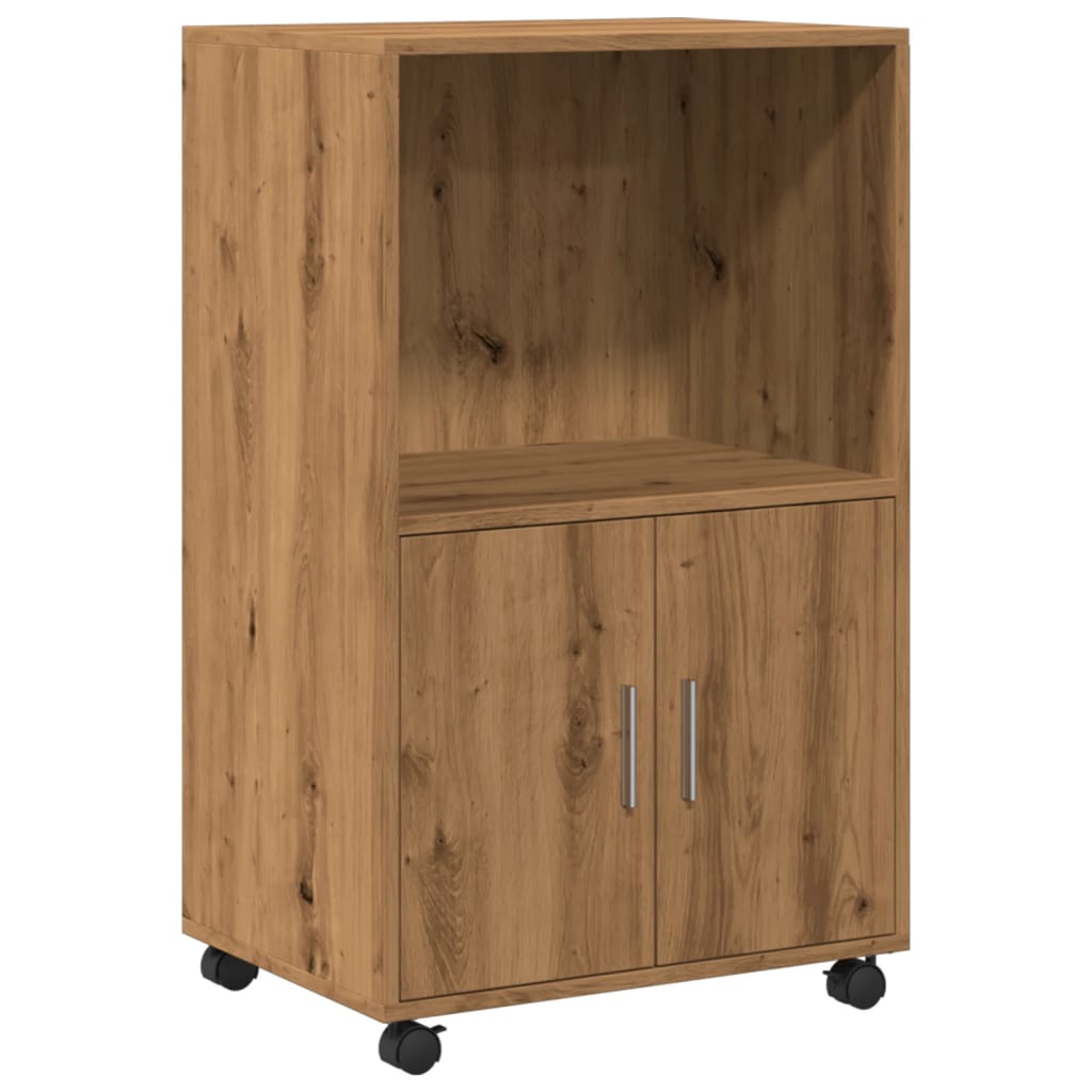 Rolkast 55x40x91 cm bewerkt hout artisanaal eikenkleurig is nu te koop bij PeponiXL, paradijselijk wonen!