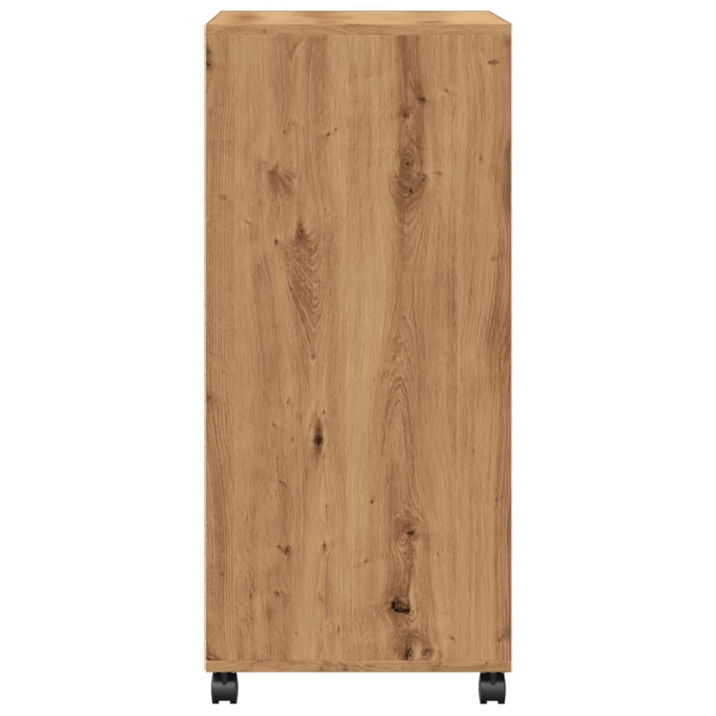 Rolkast 55x40x91 cm bewerkt hout artisanaal eikenkleurig is nu te koop bij PeponiXL, paradijselijk wonen!