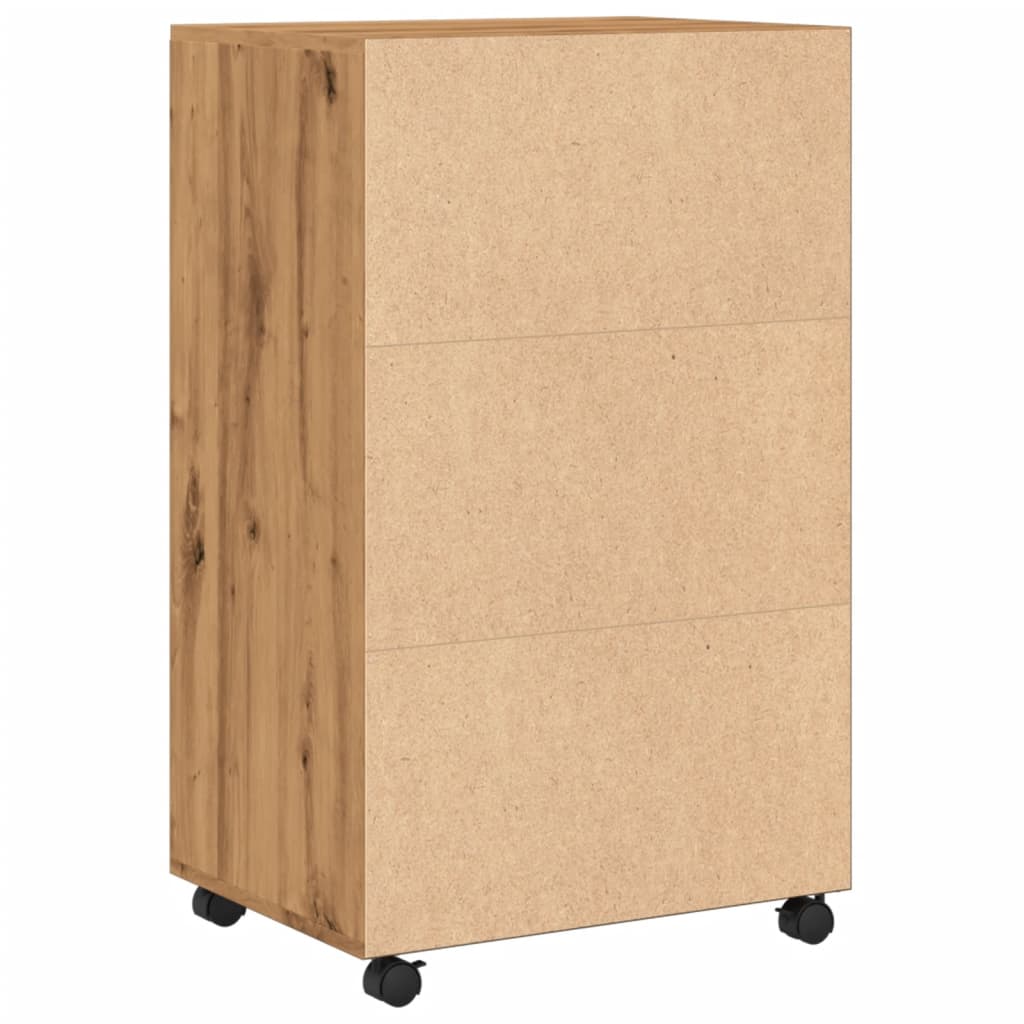 Rolkast 55x40x91 cm bewerkt hout artisanaal eikenkleurig is nu te koop bij PeponiXL, paradijselijk wonen!