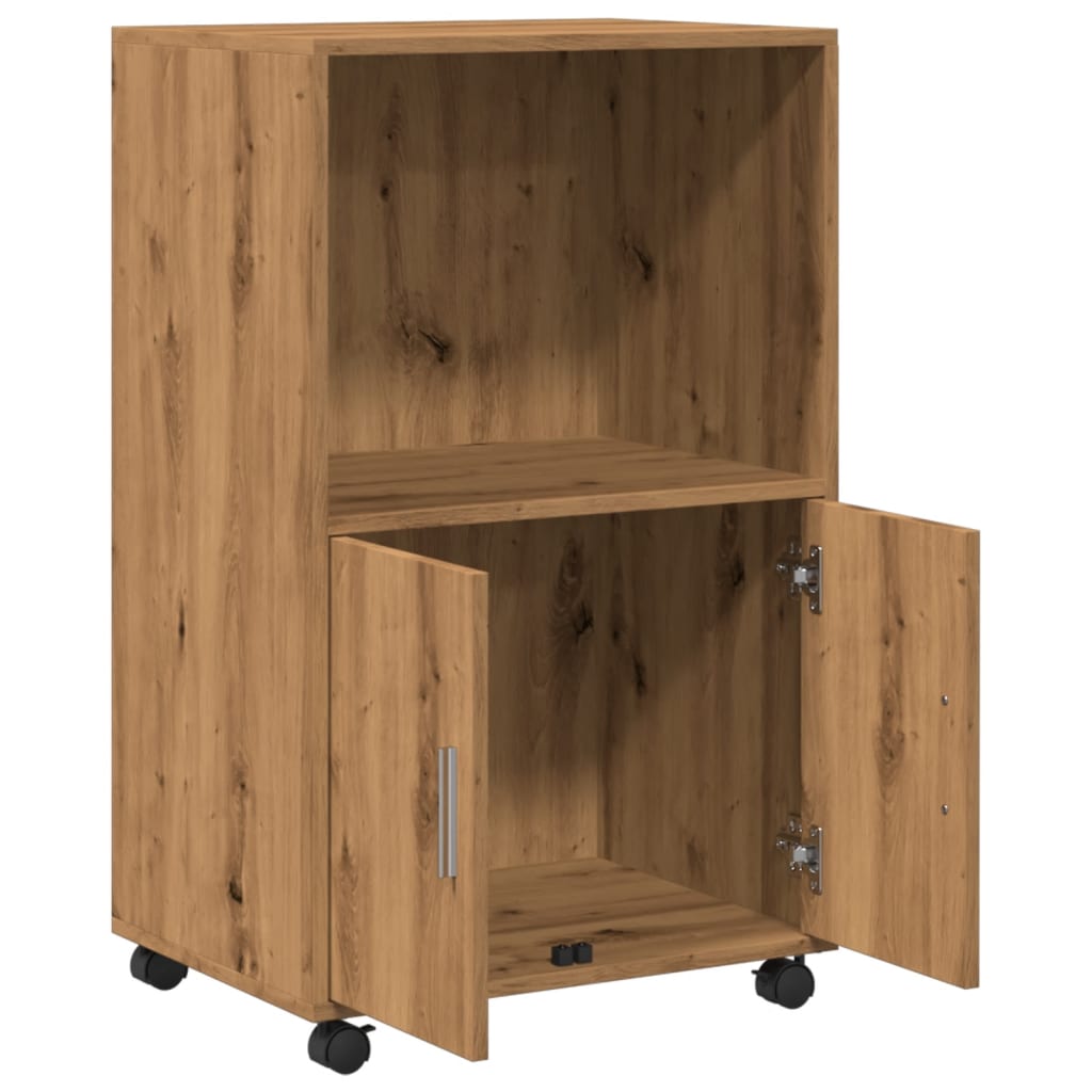 Rolkast 55x40x91 cm bewerkt hout artisanaal eikenkleurig is nu te koop bij PeponiXL, paradijselijk wonen!
