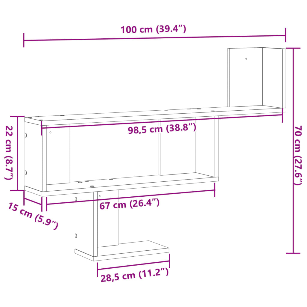Wandschap 100x15x70 cm bewerkt hout wit is nu te koop bij PeponiXL, paradijselijk wonen!