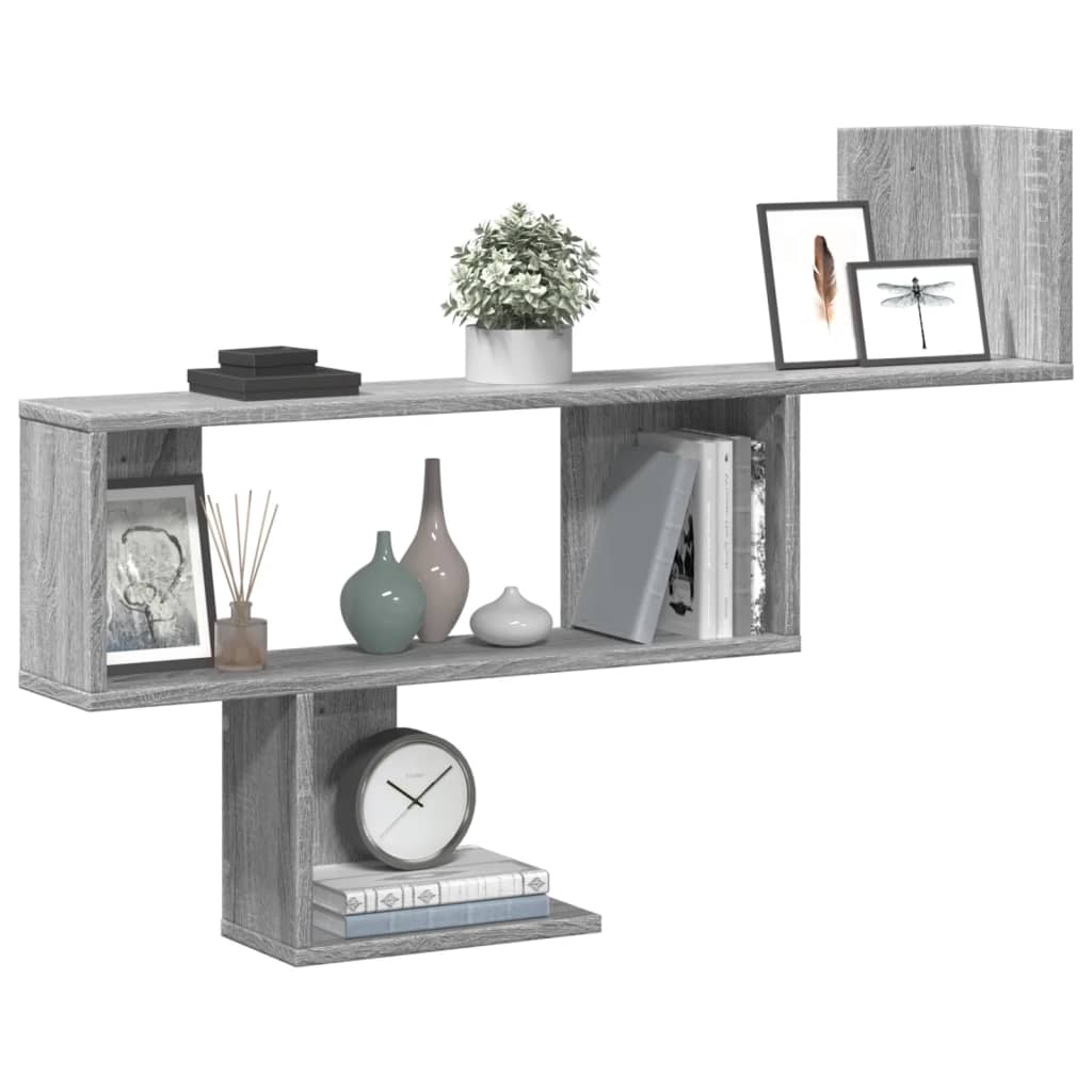 Wandschap 100x15x70 cm bewerkt hout grijs sonoma eikenkleurig is nu te koop bij PeponiXL, paradijselijk wonen!