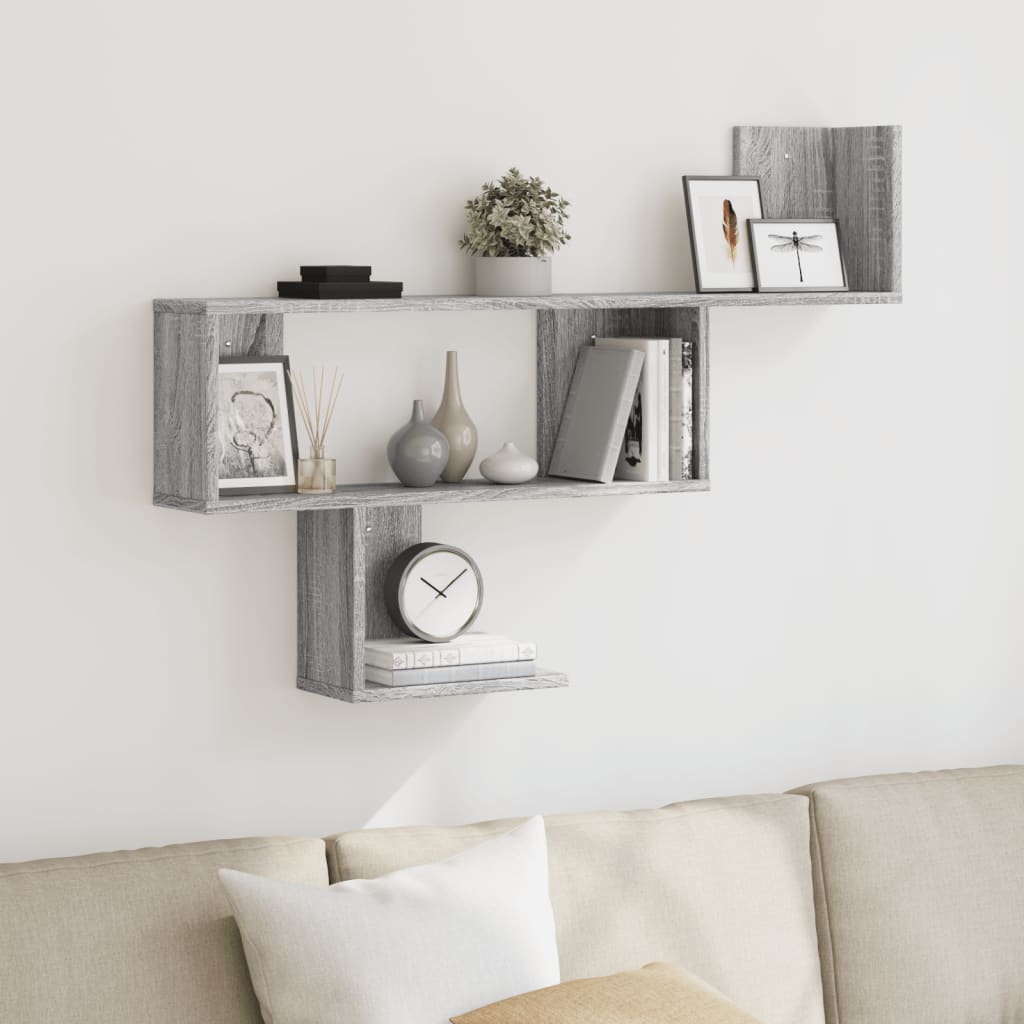 Wandschap 100x15x70 cm bewerkt hout grijs sonoma eikenkleurig is nu te koop bij PeponiXL, paradijselijk wonen!
