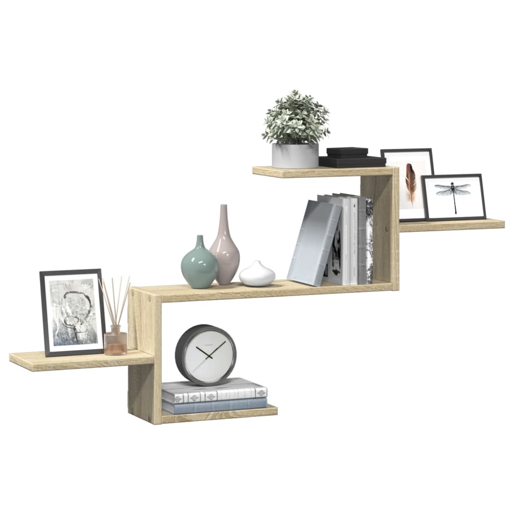 Wandschap 104x15x49 cm bewerkt hout sonoma eikenkleurig is nu te koop bij PeponiXL, paradijselijk wonen!