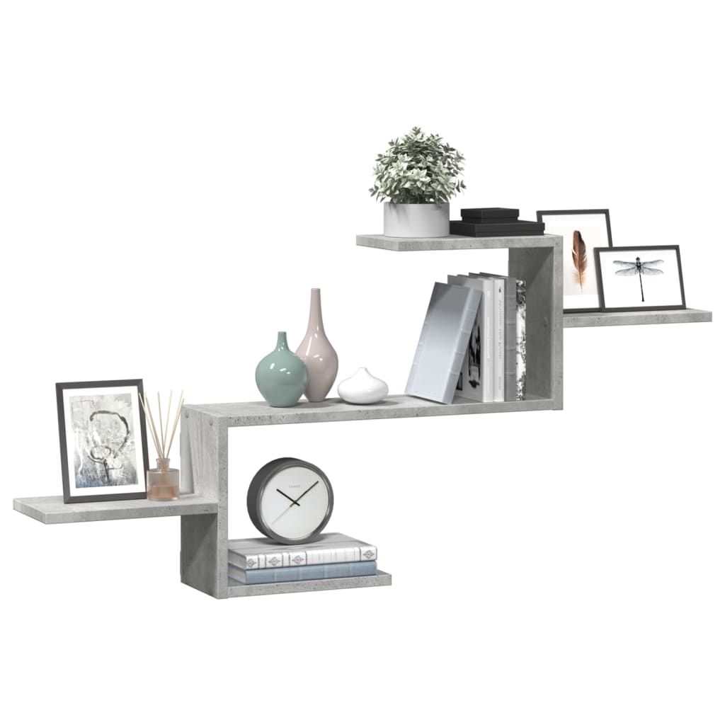 Wandschap 104x15x49 cm bewerkt hout betongrijs is nu te koop bij PeponiXL, paradijselijk wonen!