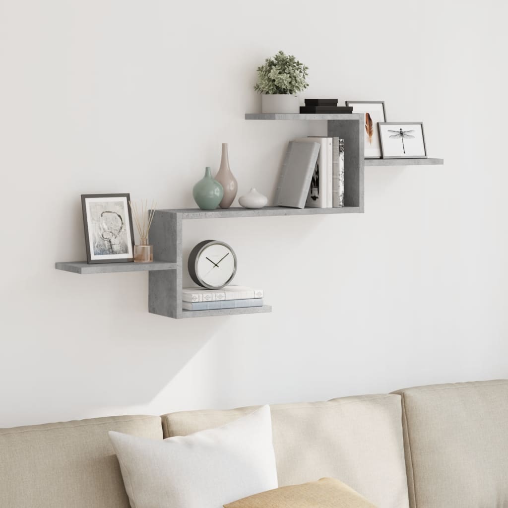 Wandschap 104x15x49 cm bewerkt hout betongrijs is nu te koop bij PeponiXL, paradijselijk wonen!