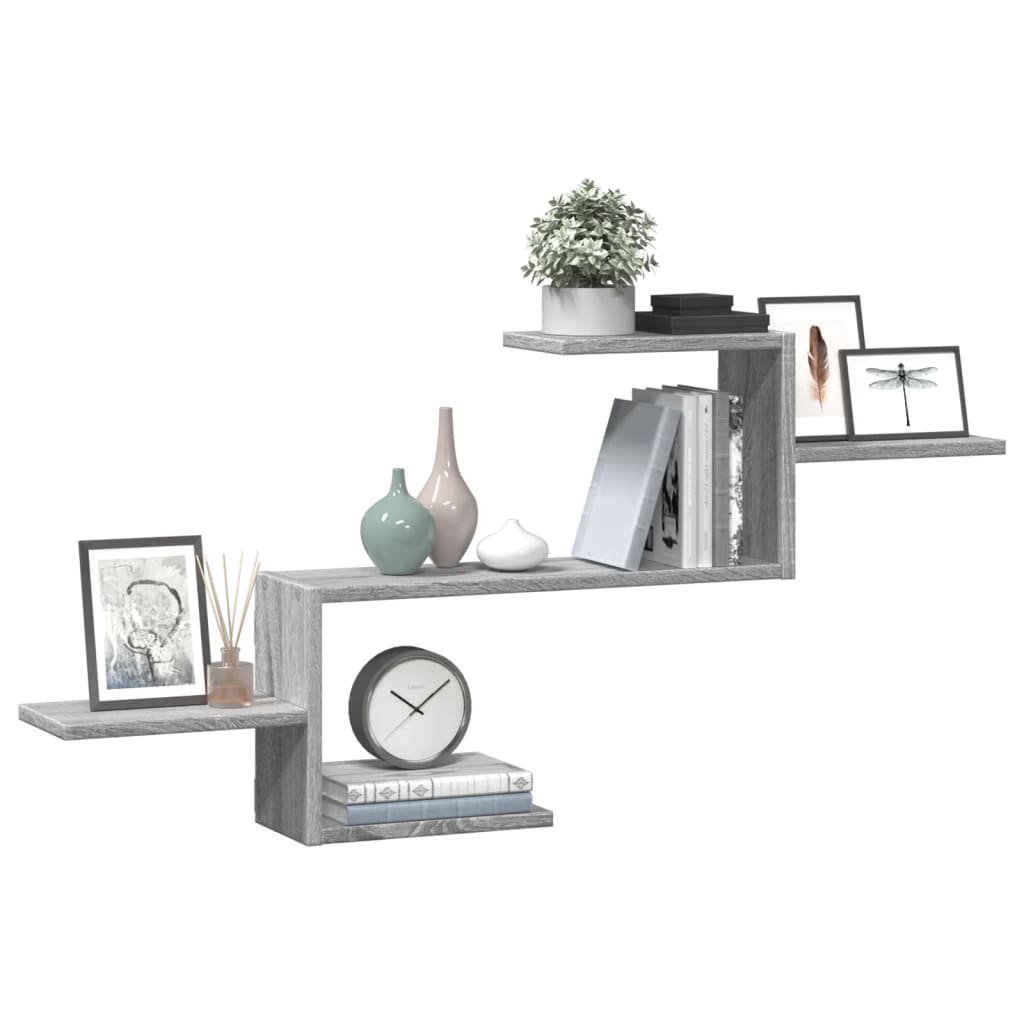 Wandschap 104x15x49 cm bewerkt hout grijs sonoma eikenkleurig is nu te koop bij PeponiXL, paradijselijk wonen!