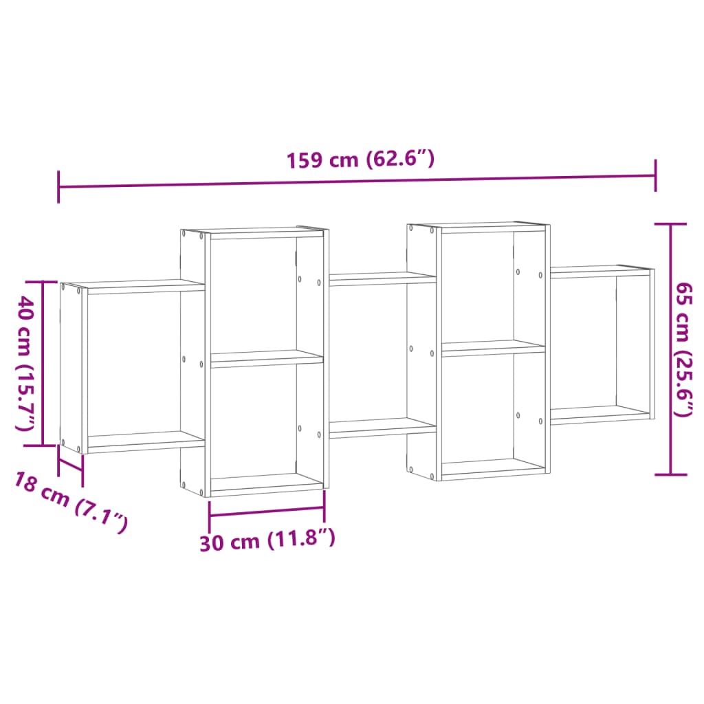 Wandschap 159x18x65 cm bewerkt hout betongrijs is nu te koop bij PeponiXL, paradijselijk wonen!