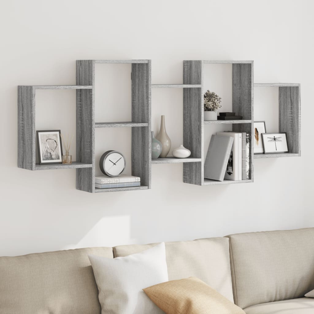 Wandschap 159x18x65 cm bewerkt hout grijs sonoma eikenkleurig is nu te koop bij PeponiXL, paradijselijk wonen!