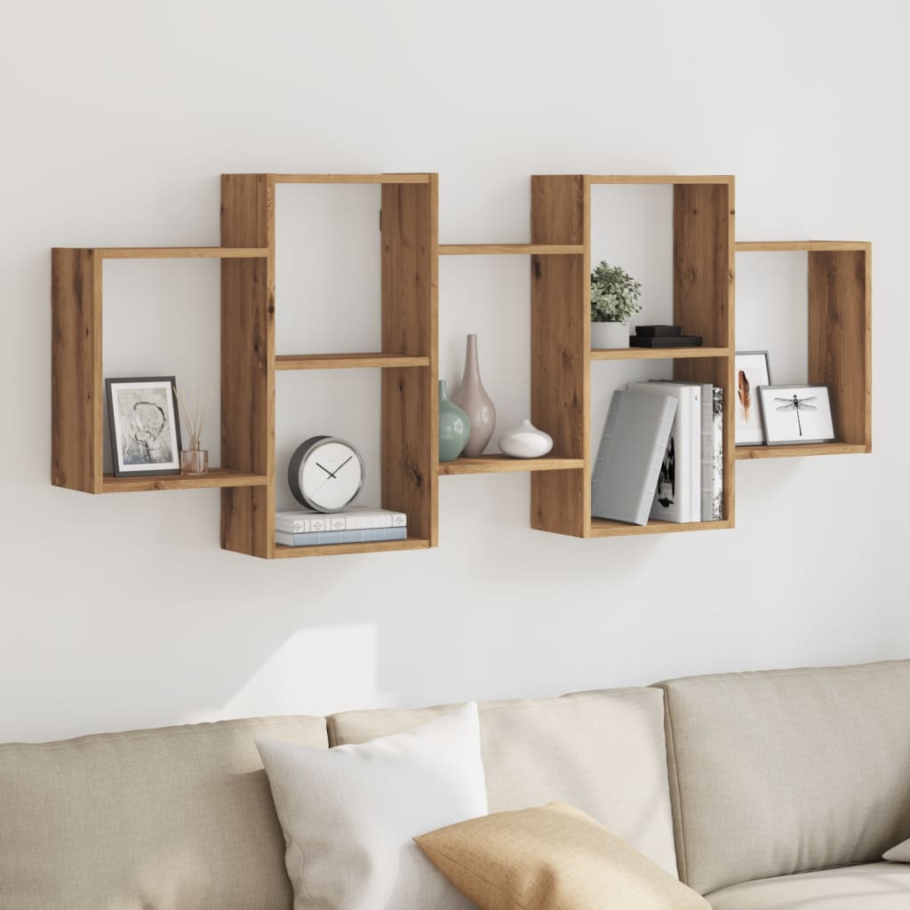 Wandschap 159x18x65 cm bewerkt hout artisanaal eikenkleurig is nu te koop bij PeponiXL, paradijselijk wonen!
