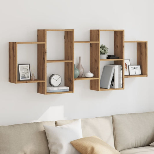 Wandschap 159x18x65 cm bewerkt hout artisanaal eikenkleurig is nu te koop bij PeponiXL, paradijselijk wonen!