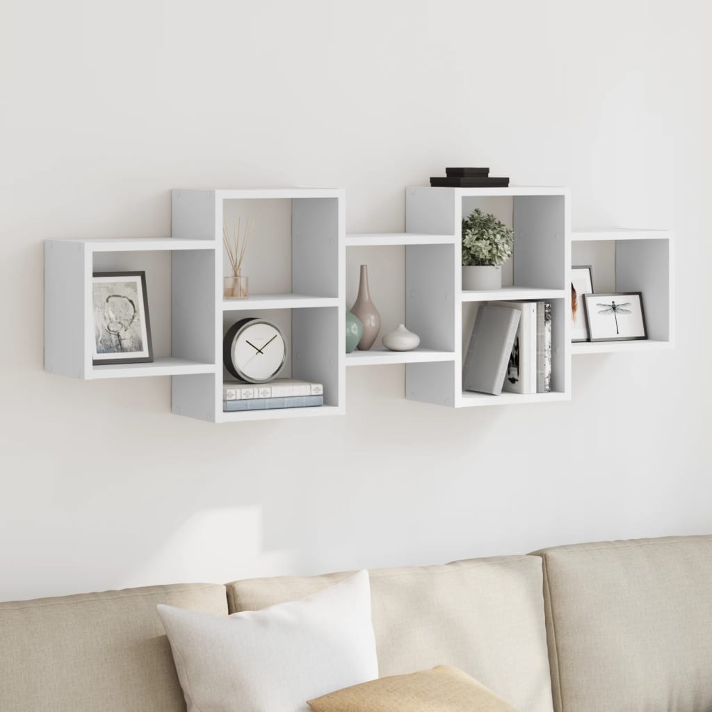 Wandschap 129x18x42 cm bewerkt hout wit is nu te koop bij PeponiXL, paradijselijk wonen!