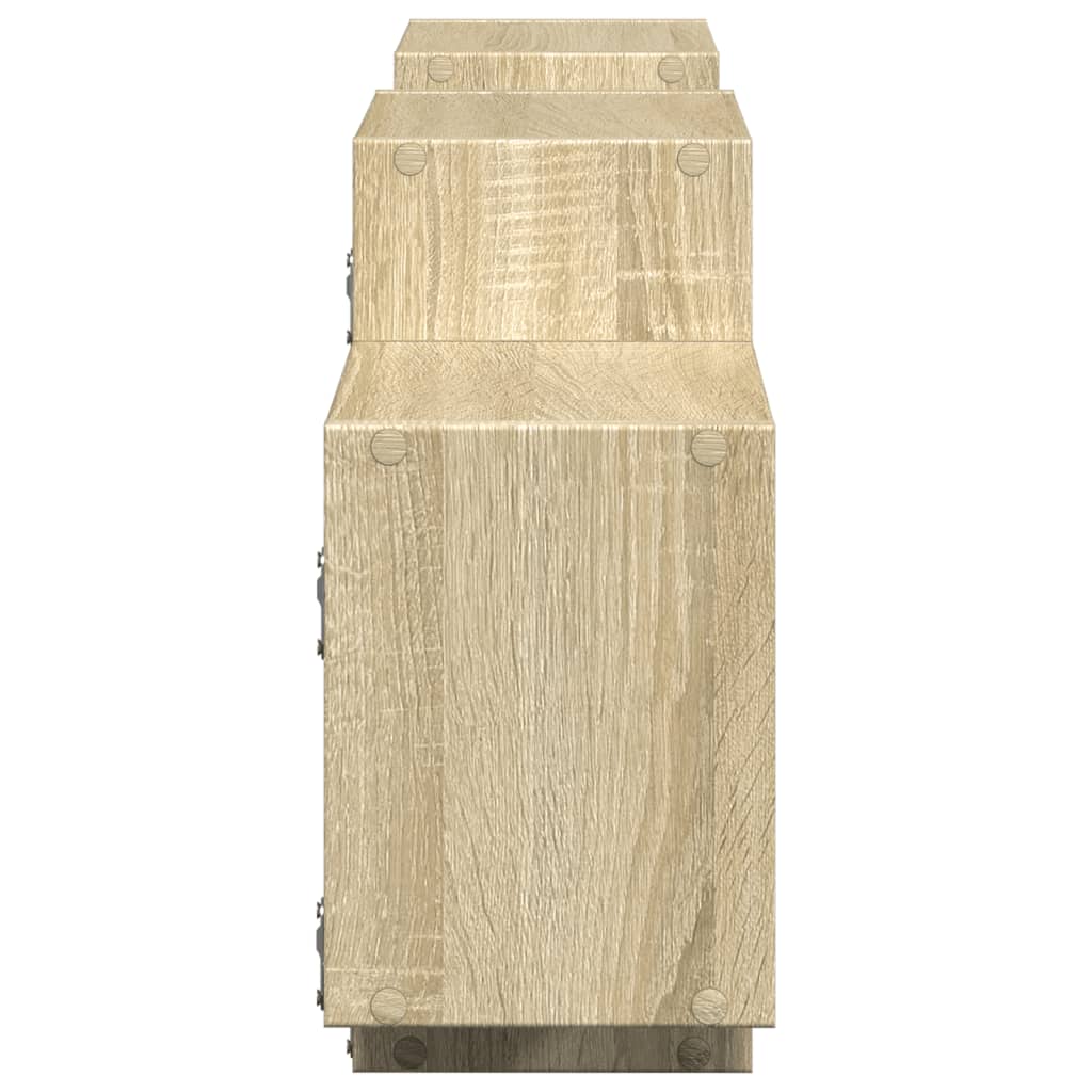 Wandschap 129x18x42 cm bewerkt hout sonoma eikenkleurig is nu te koop bij PeponiXL, paradijselijk wonen!