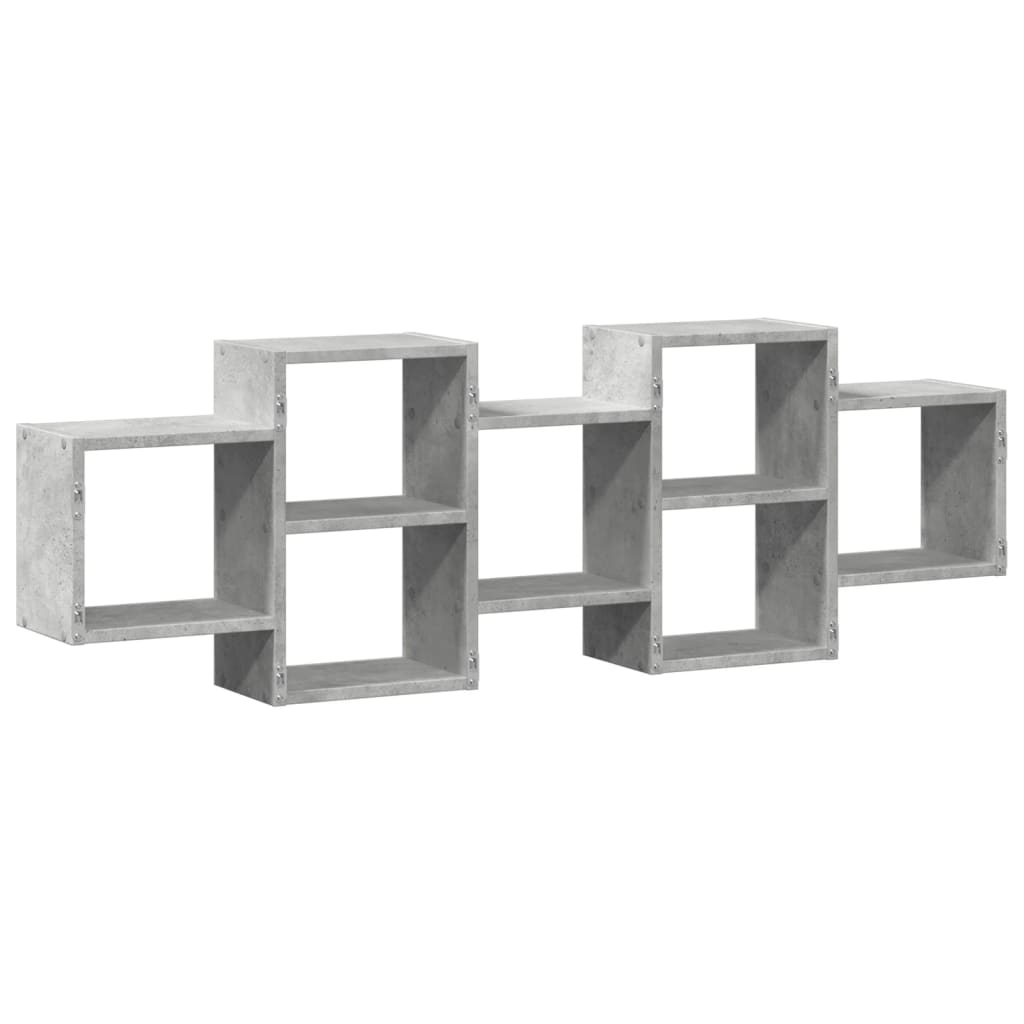 Wandschap 129x18x42 cm bewerkt hout betongrijs is nu te koop bij PeponiXL, paradijselijk wonen!