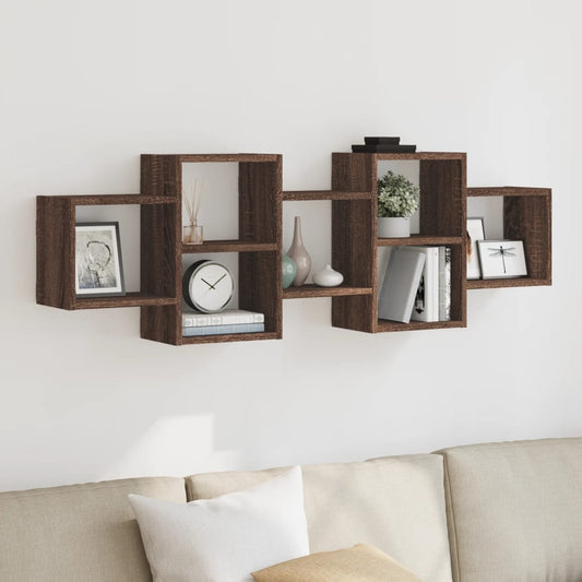Wandschap 129x18x42 cm bewerkt hout bruin eikenkleurig is nu te koop bij PeponiXL, paradijselijk wonen!