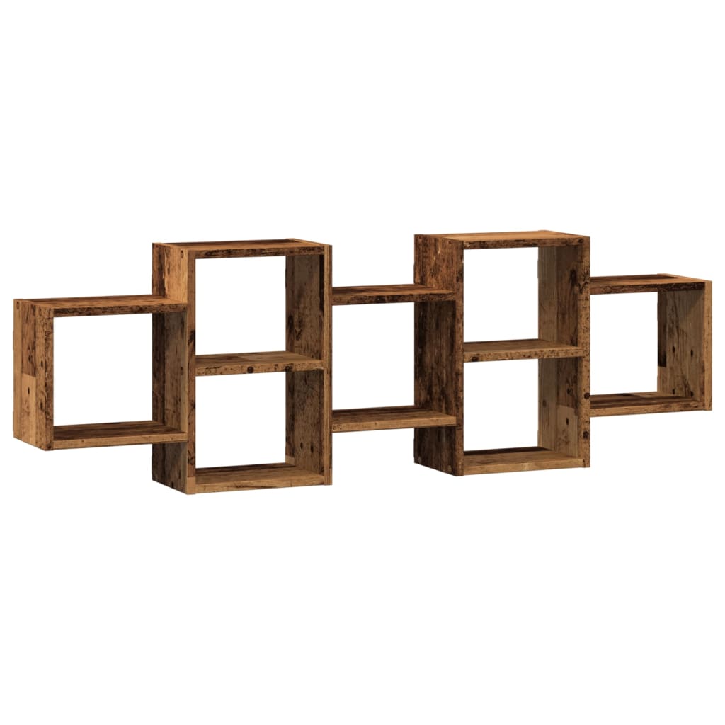 Wandschap 129x18x42 cm bewerkt hout oud houtkleurig is nu te koop bij PeponiXL, paradijselijk wonen!