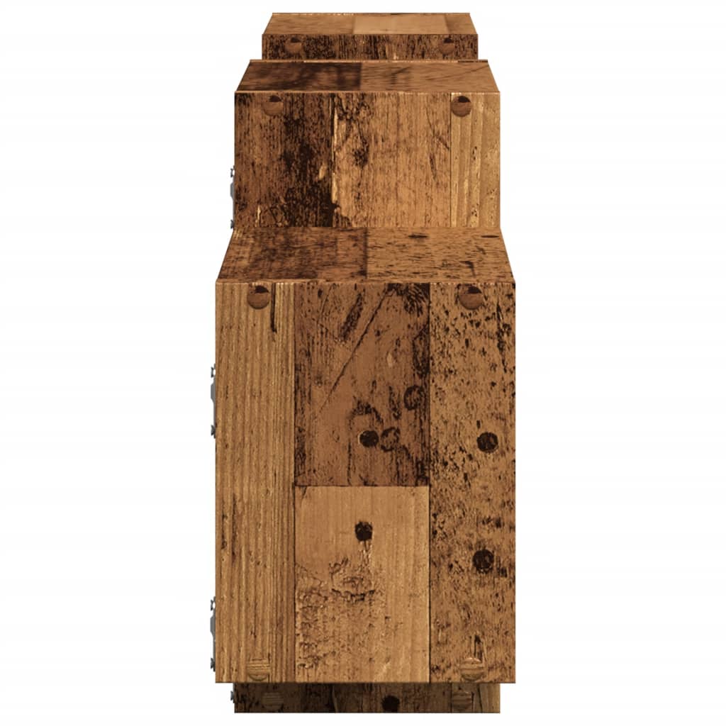 Wandschap 129x18x42 cm bewerkt hout oud houtkleurig is nu te koop bij PeponiXL, paradijselijk wonen!