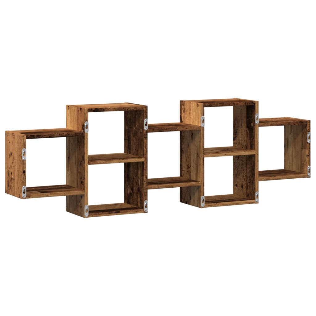 Wandschap 129x18x42 cm bewerkt hout oud houtkleurig is nu te koop bij PeponiXL, paradijselijk wonen!