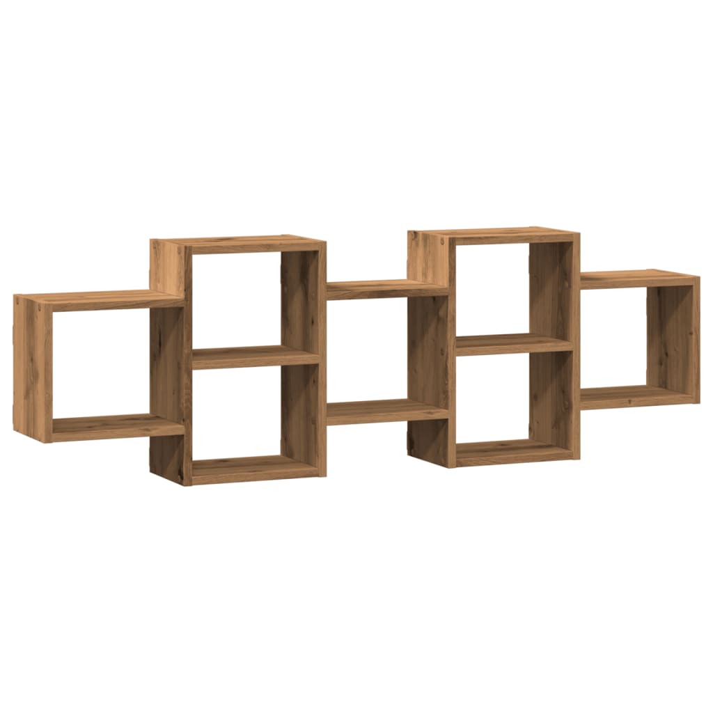 Wandschap 129x18x42 cm bewerkt hout artisanaal eikenkleurig is nu te koop bij PeponiXL, paradijselijk wonen!
