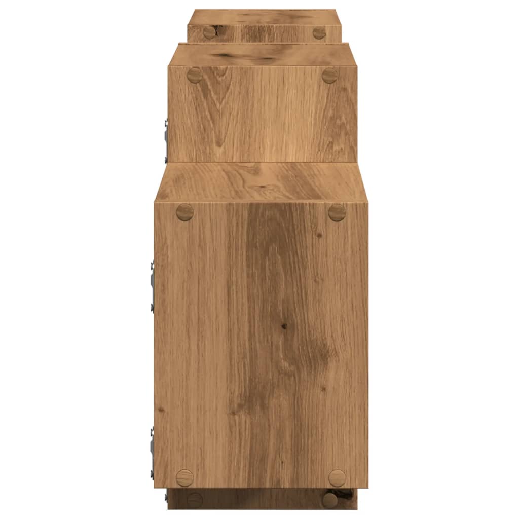 Wandschap 129x18x42 cm bewerkt hout artisanaal eikenkleurig is nu te koop bij PeponiXL, paradijselijk wonen!