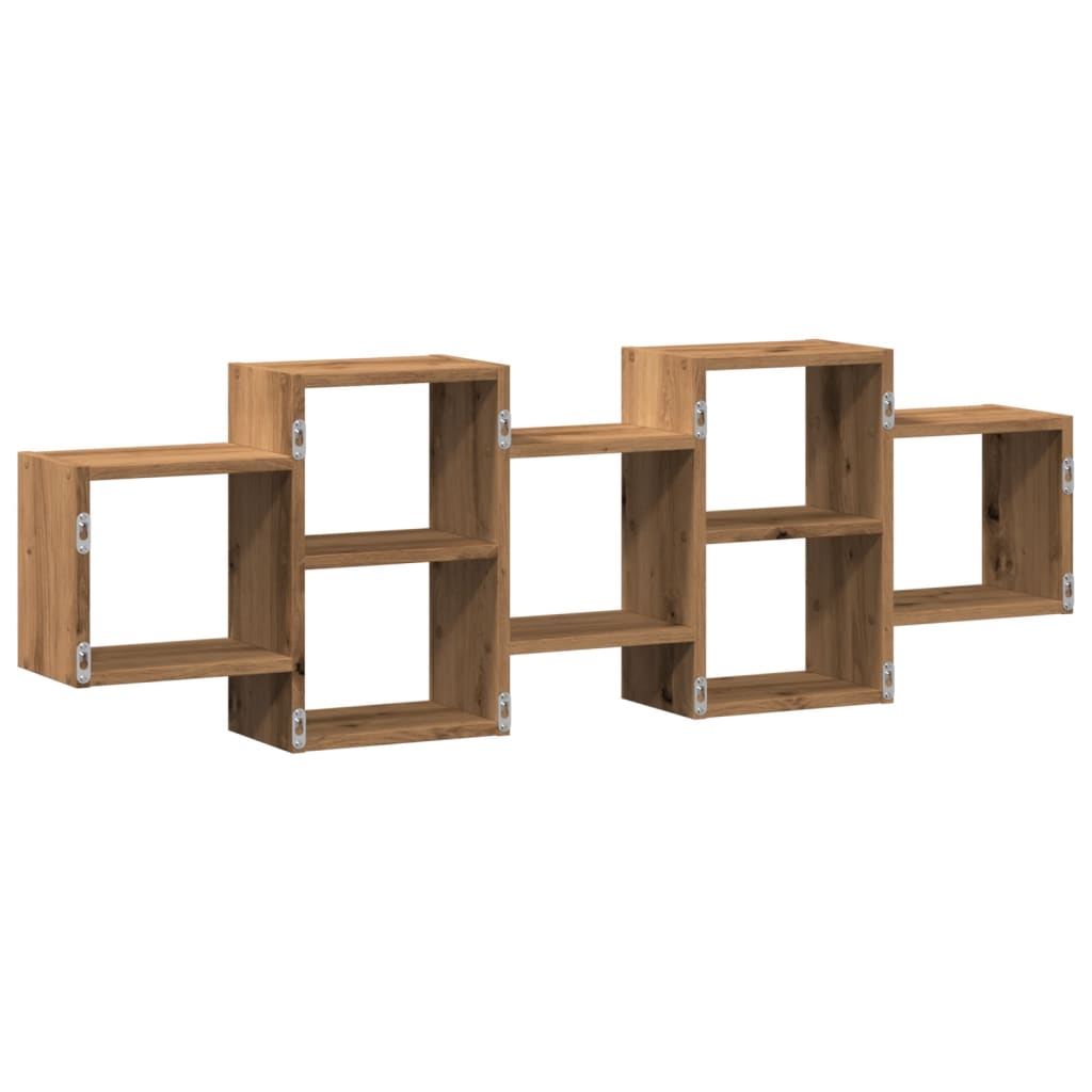 Wandschap 129x18x42 cm bewerkt hout artisanaal eikenkleurig is nu te koop bij PeponiXL, paradijselijk wonen!