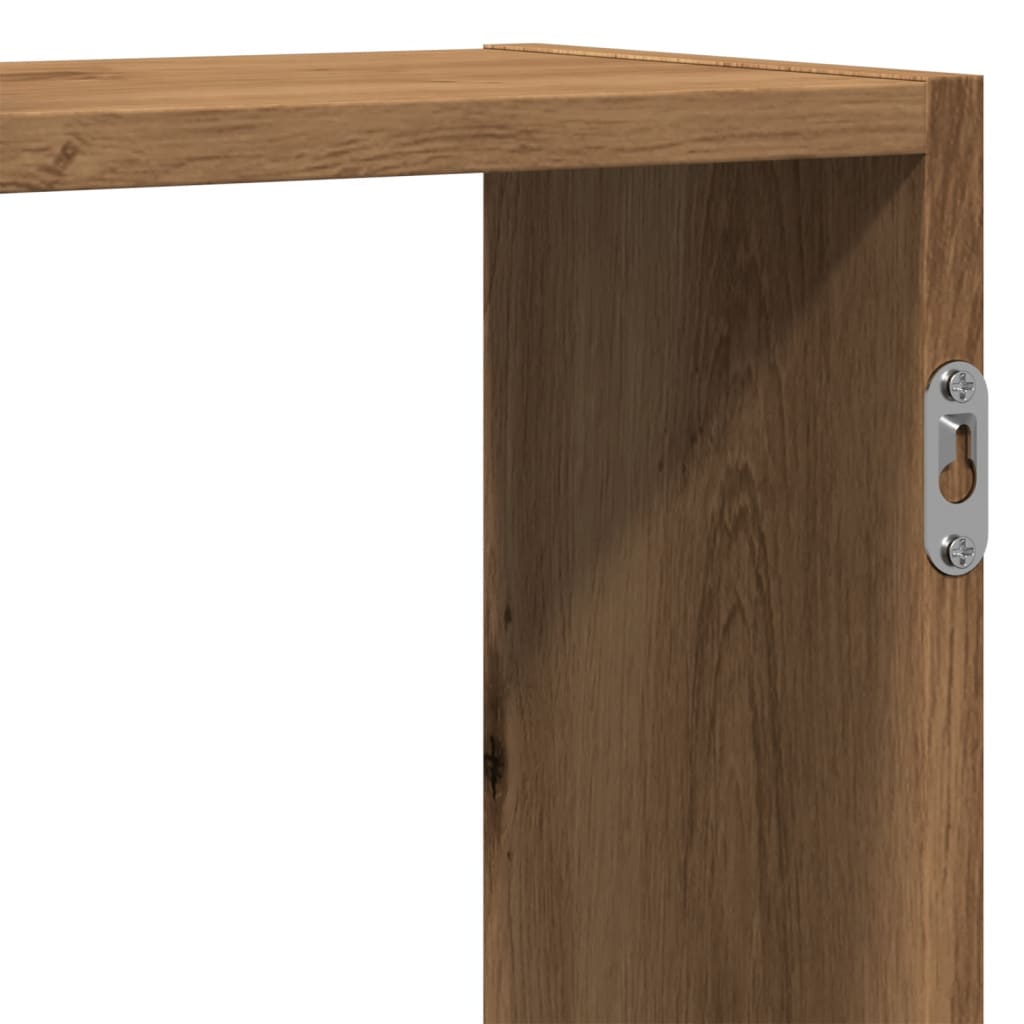 Wandschap 129x18x42 cm bewerkt hout artisanaal eikenkleurig is nu te koop bij PeponiXL, paradijselijk wonen!