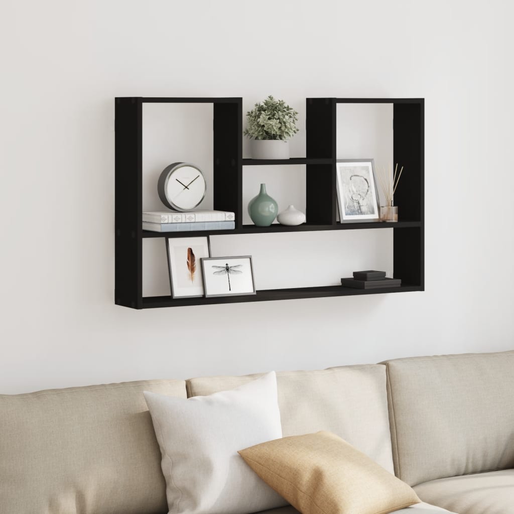 Wandschap 99x15x60 cm bewerkt hout zwart is nu te koop bij PeponiXL, paradijselijk wonen!