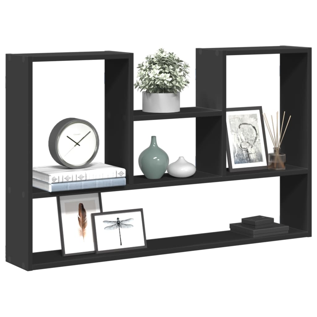 Wandschap 99x15x60 cm bewerkt hout zwart is nu te koop bij PeponiXL, paradijselijk wonen!
