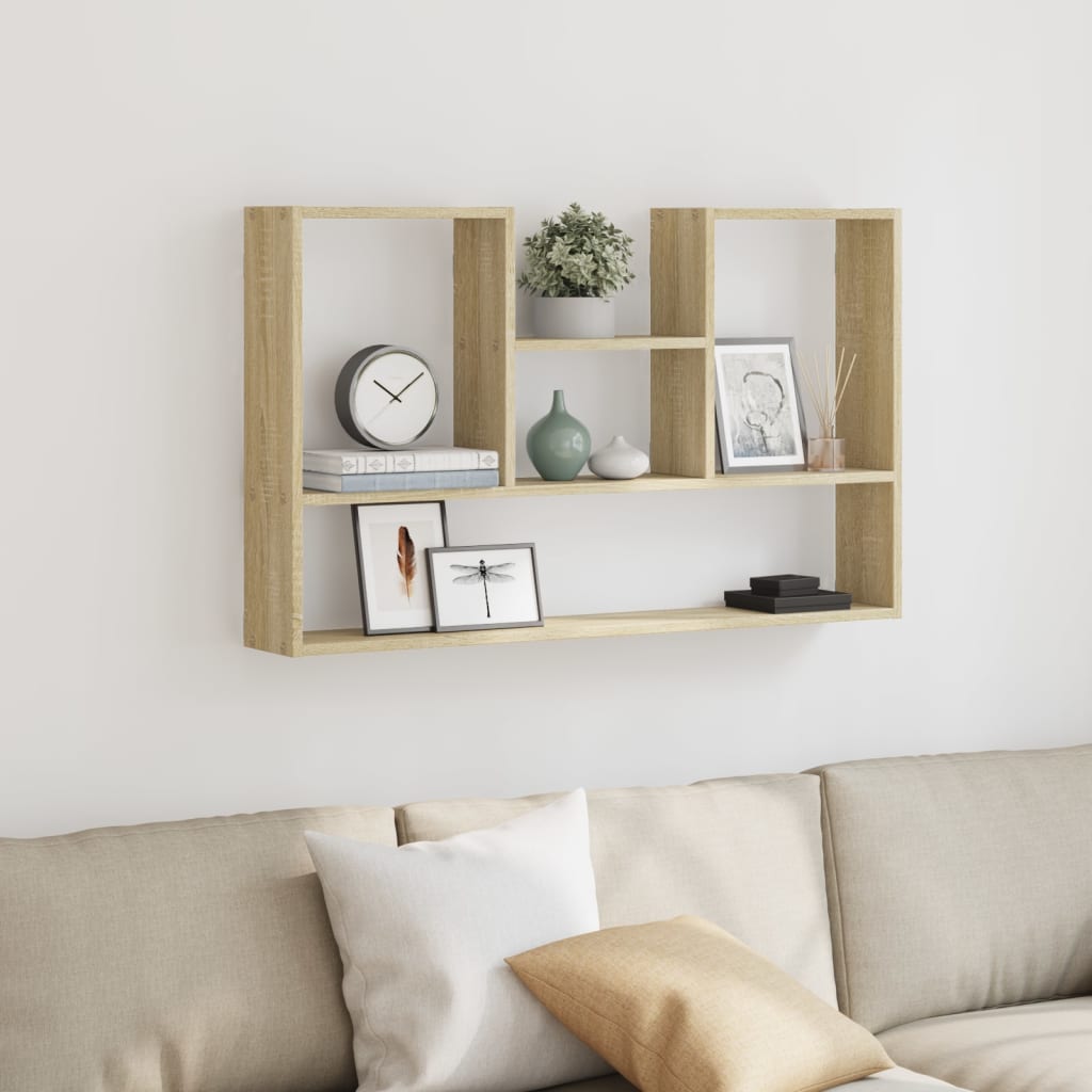 Wandschap 99x15x60 cm bewerkt hout sonoma eikenkleurig is nu te koop bij PeponiXL, paradijselijk wonen!