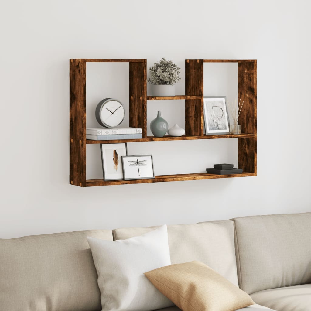 Wandschap 99x15x60 cm bewerkt hout gerookt eikenkleurig is nu te koop bij PeponiXL, paradijselijk wonen!