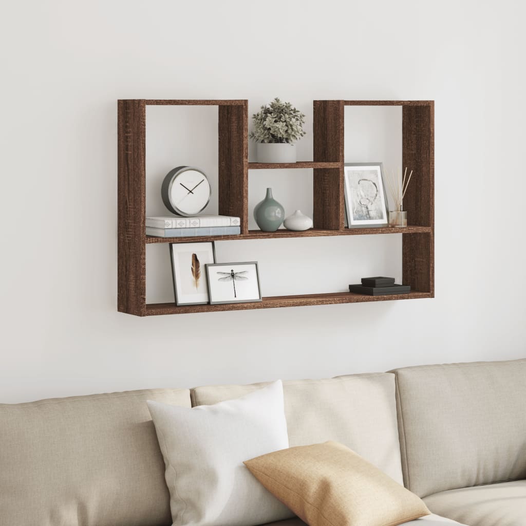 Wandschap 99x15x60 cm bewerkt hout bruin eikenkleurig is nu te koop bij PeponiXL, paradijselijk wonen!