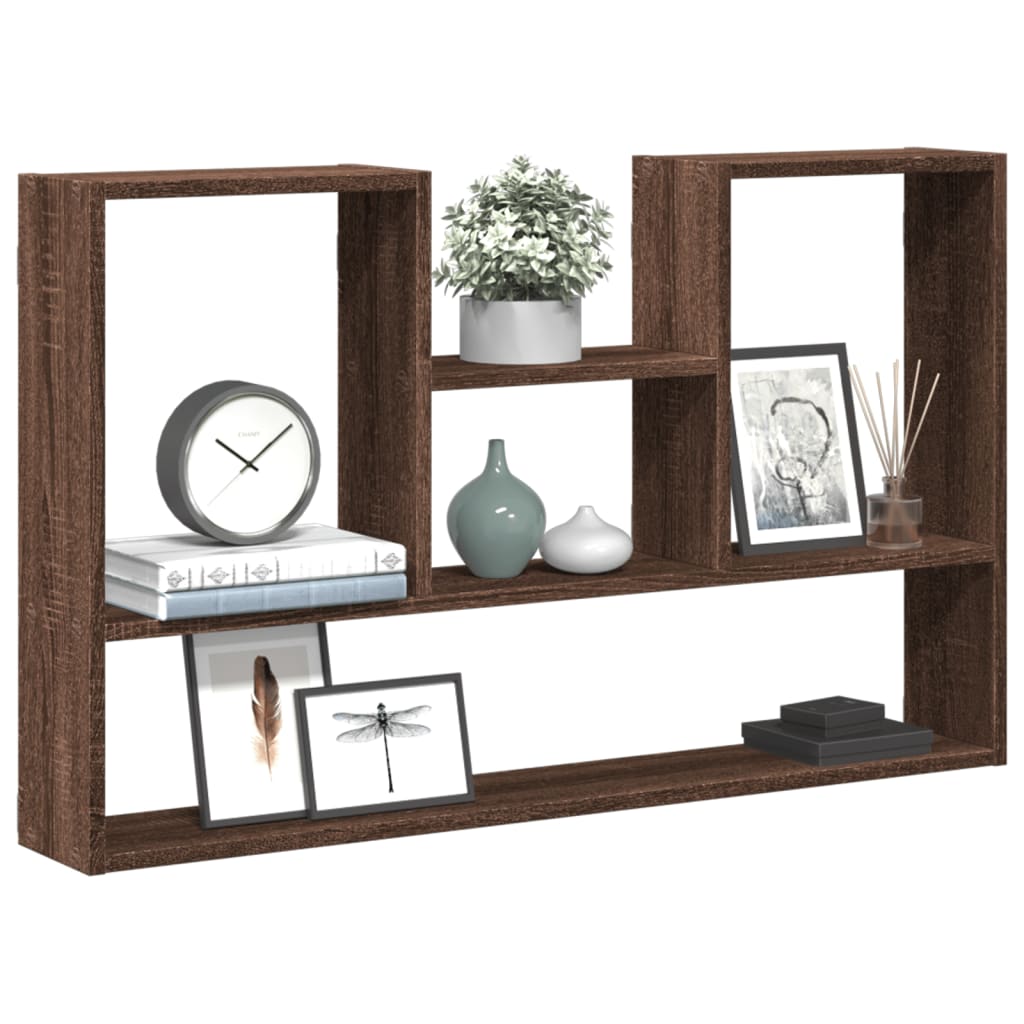 Wandschap 99x15x60 cm bewerkt hout bruin eikenkleurig is nu te koop bij PeponiXL, paradijselijk wonen!