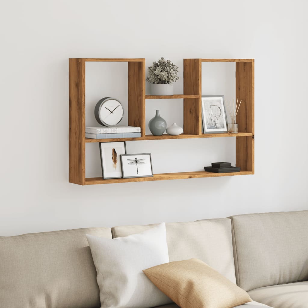 Wandschap 99x15x60 cm bewerkt hout artisanaal eikenkleurig is nu te koop bij PeponiXL, paradijselijk wonen!