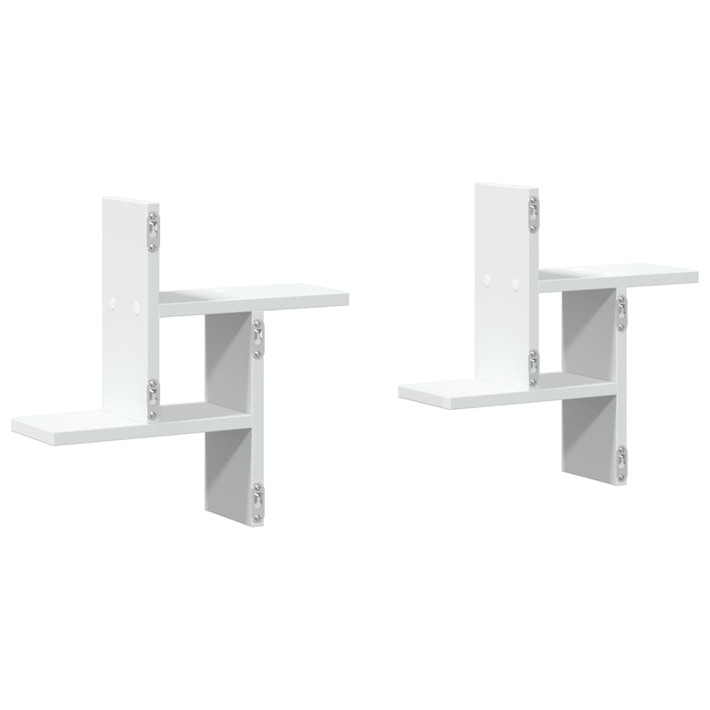 Wandschappen 2 st 38x12x38 cm bewerkt hout wit is nu te koop bij PeponiXL, paradijselijk wonen!