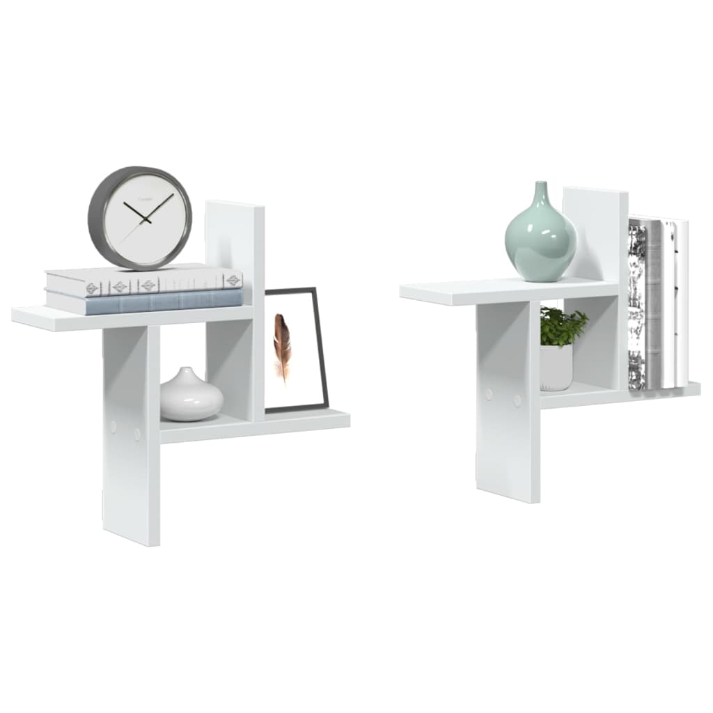 Wandschappen 2 st 38x12x38 cm bewerkt hout wit is nu te koop bij PeponiXL, paradijselijk wonen!