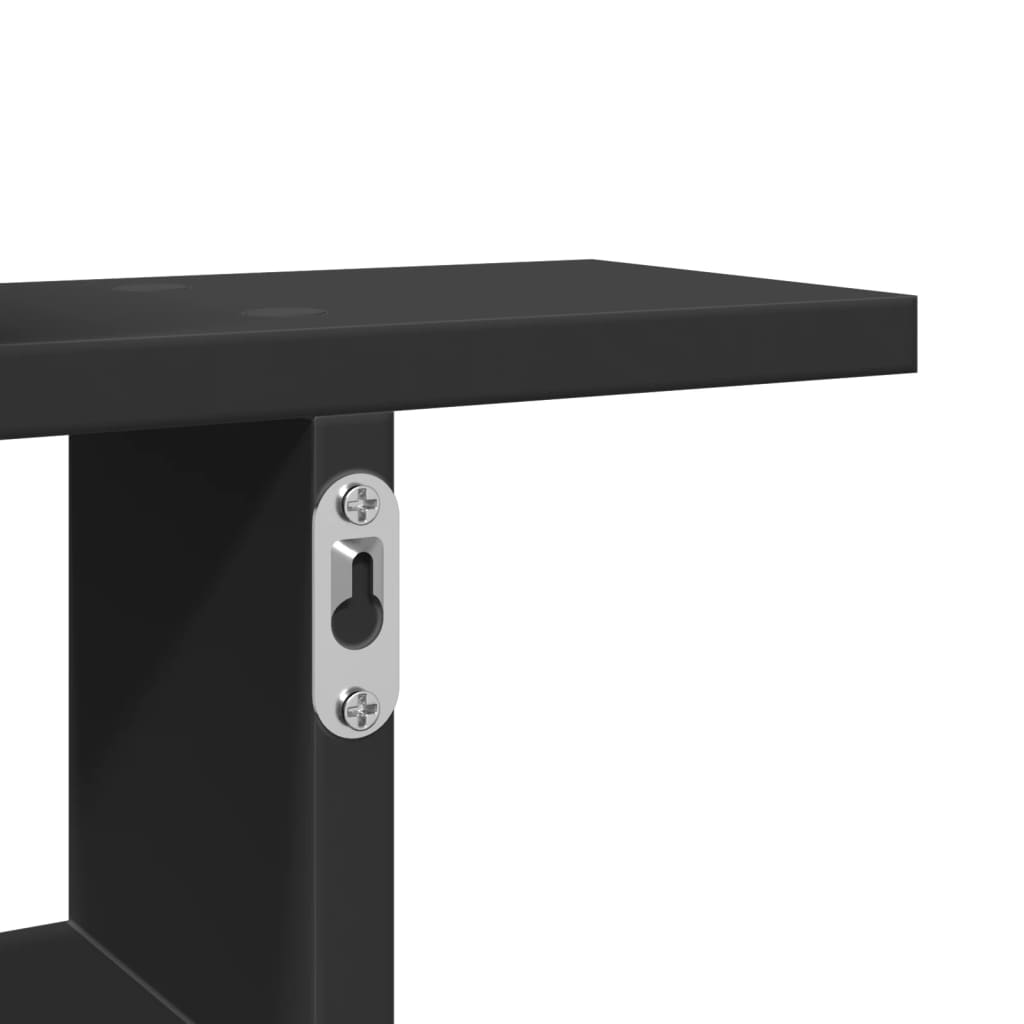 Wandschappen 2 st 38x12x38 cm bewerkt hout zwart is nu te koop bij PeponiXL, paradijselijk wonen!