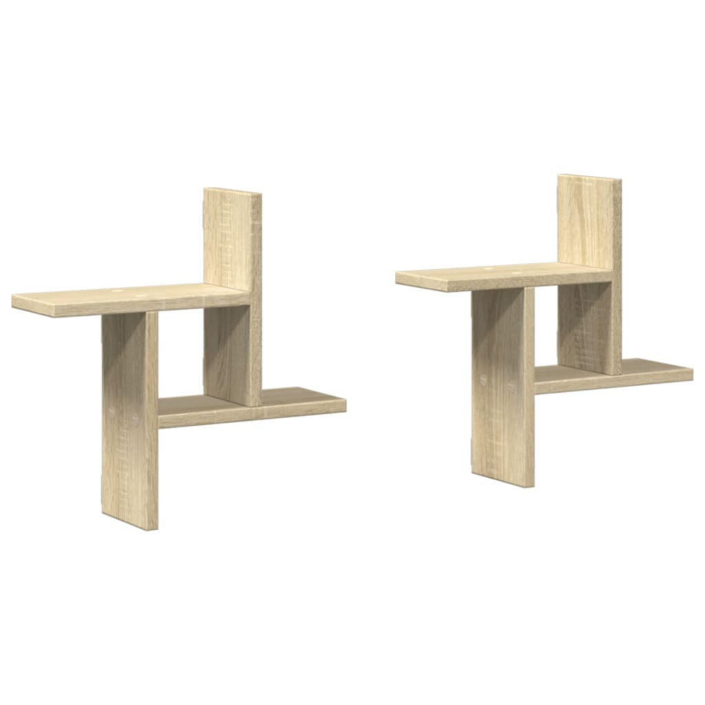 Wandschappen 2 st 38x12x38 cm bewerkt hout sonoma eikenkleurig is nu te koop bij PeponiXL, paradijselijk wonen!