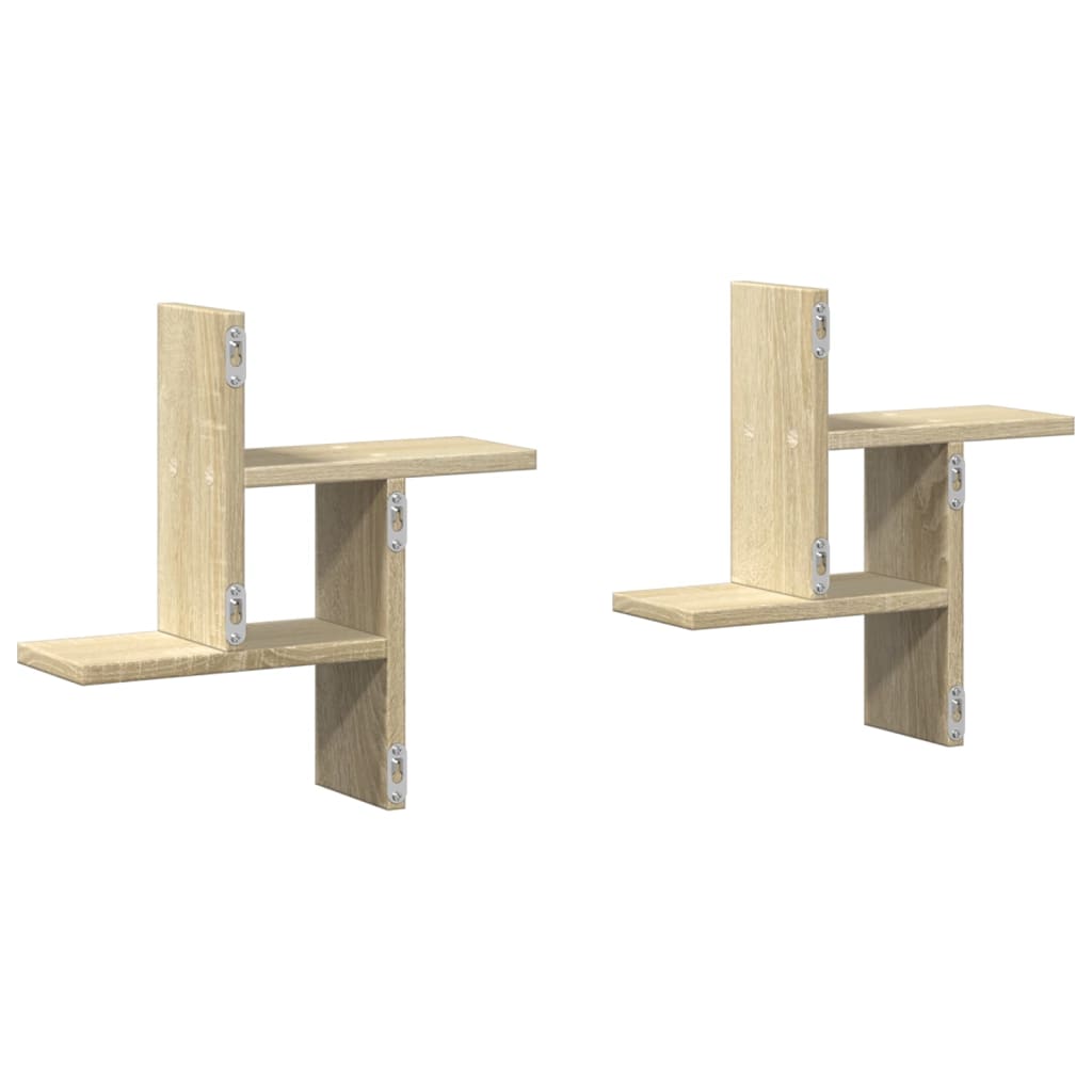 Wandschappen 2 st 38x12x38 cm bewerkt hout sonoma eikenkleurig is nu te koop bij PeponiXL, paradijselijk wonen!