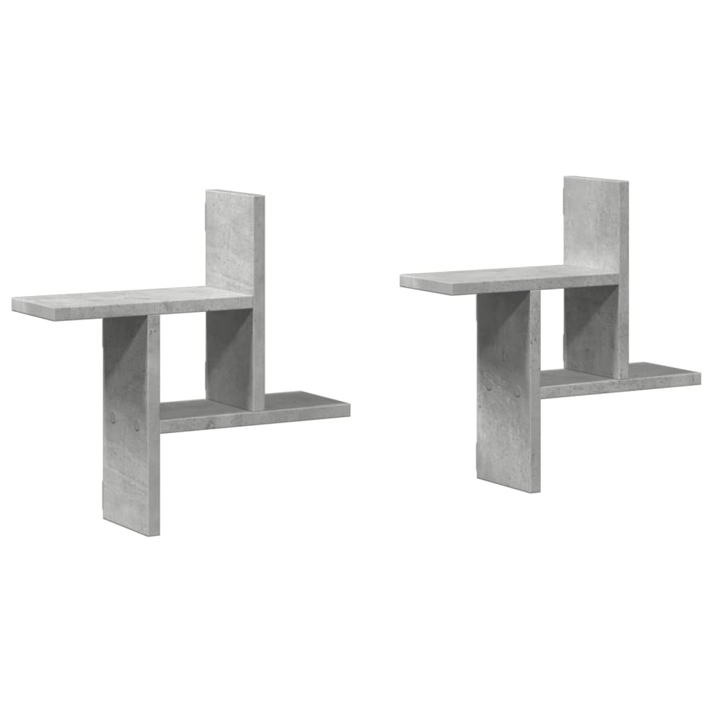 Wandschappen 2 st 38x12x38 cm bewerkt hout betongrijs is nu te koop bij PeponiXL, paradijselijk wonen!