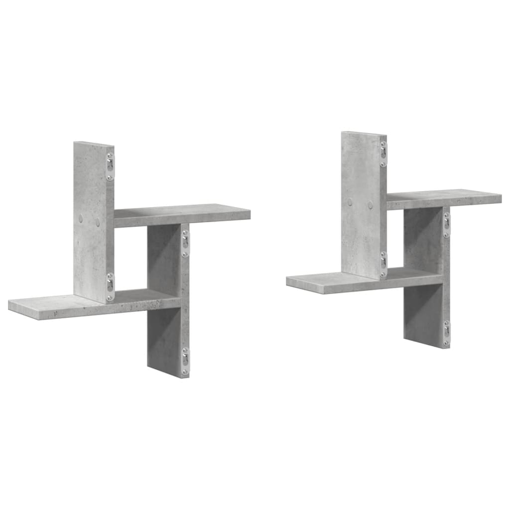 Wandschappen 2 st 38x12x38 cm bewerkt hout betongrijs is nu te koop bij PeponiXL, paradijselijk wonen!