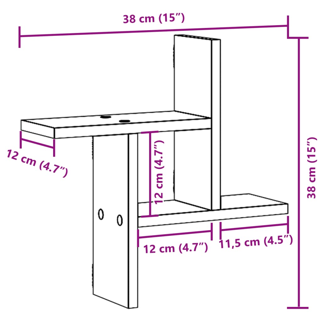Wandschappen 2 st 38x12x38 cm bewerkt hout betongrijs is nu te koop bij PeponiXL, paradijselijk wonen!