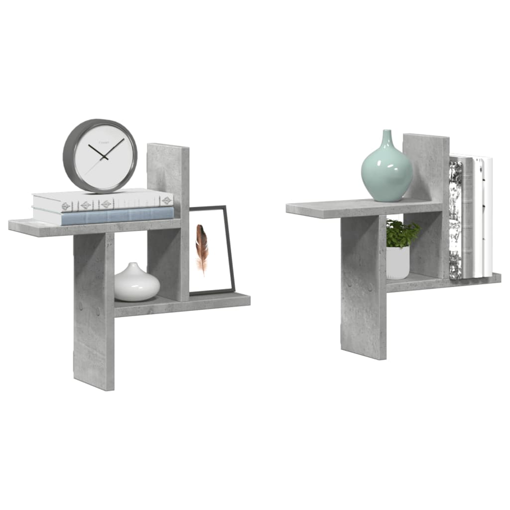 Wandschappen 2 st 38x12x38 cm bewerkt hout betongrijs is nu te koop bij PeponiXL, paradijselijk wonen!
