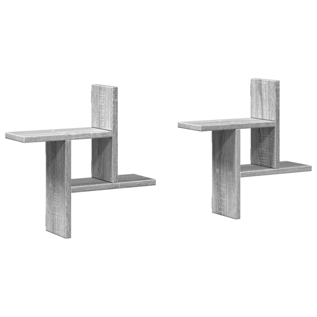 Wandschappen 2 st 38x12x38 cm bewerkt hout grijs sonoma eiken is nu te koop bij PeponiXL, paradijselijk wonen!