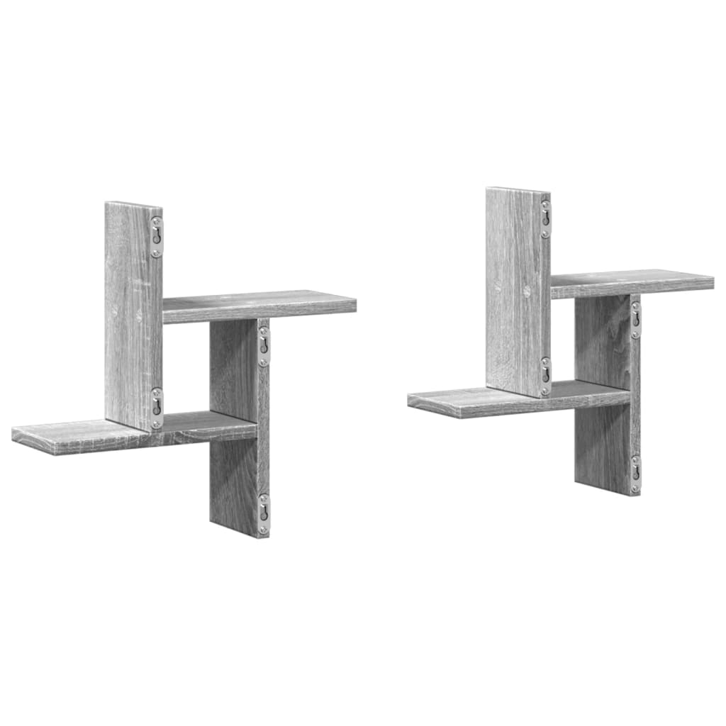 Wandschappen 2 st 38x12x38 cm bewerkt hout grijs sonoma eiken is nu te koop bij PeponiXL, paradijselijk wonen!