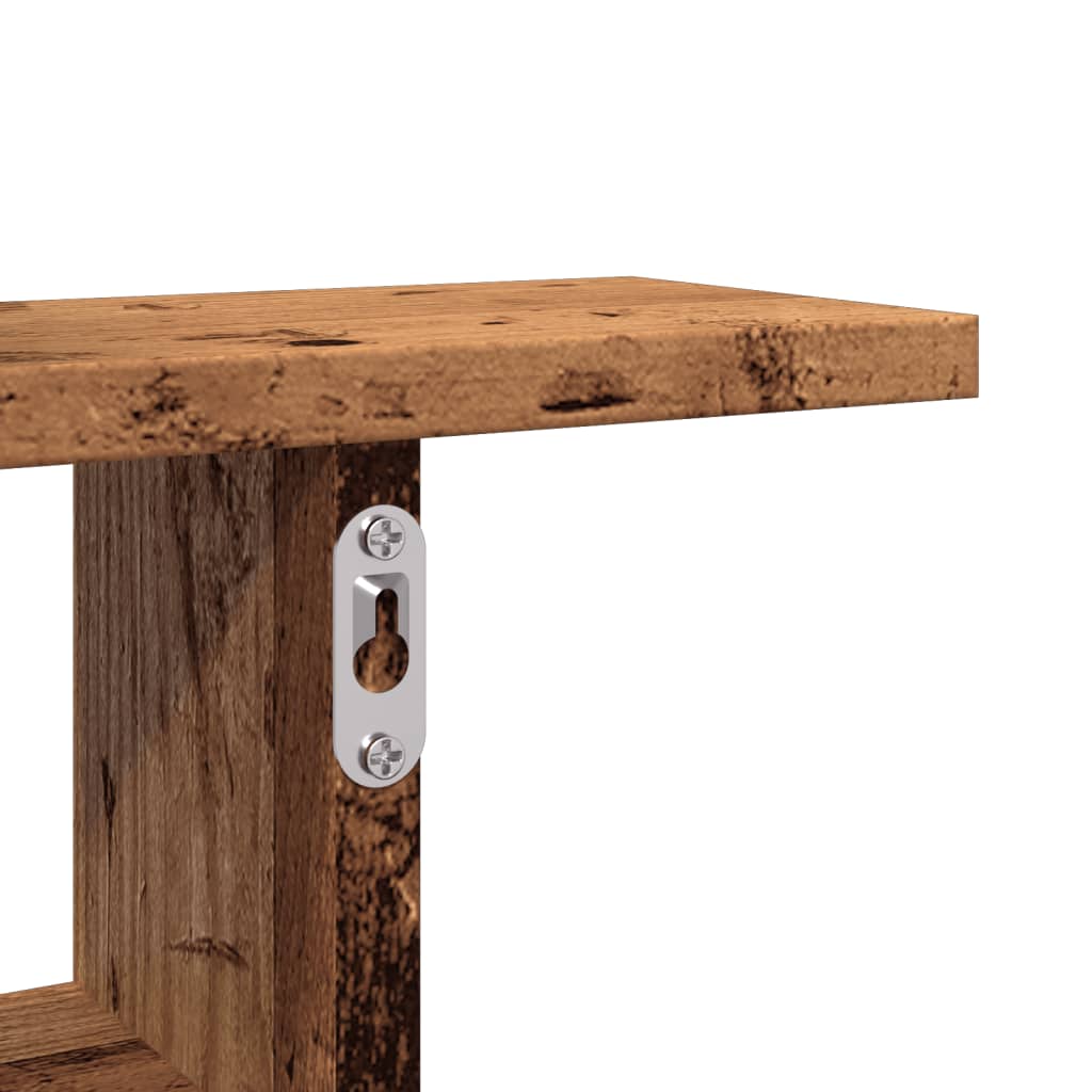 Wandschappen 2 st 38x12x38 cm bewerkt hout oud houtkleurig is nu te koop bij PeponiXL, paradijselijk wonen!