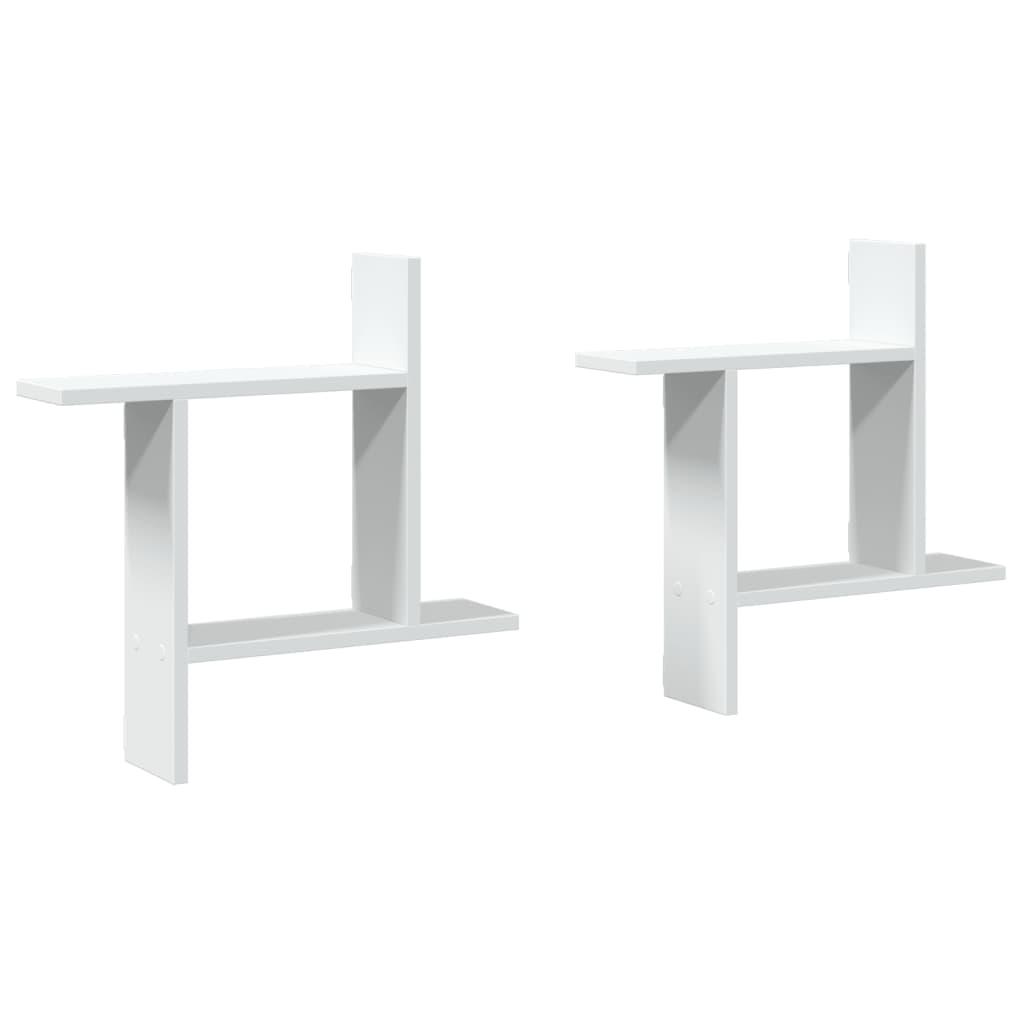 Wandschappen 2 st 50x12x50 cm bewerkt hout wit is nu te koop bij PeponiXL, paradijselijk wonen!