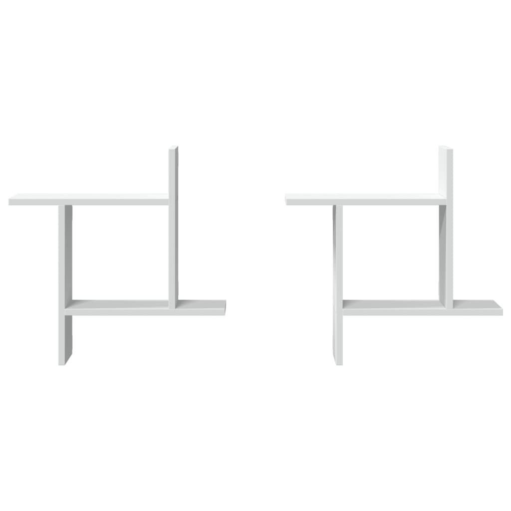 Wandschappen 2 st 50x12x50 cm bewerkt hout wit is nu te koop bij PeponiXL, paradijselijk wonen!