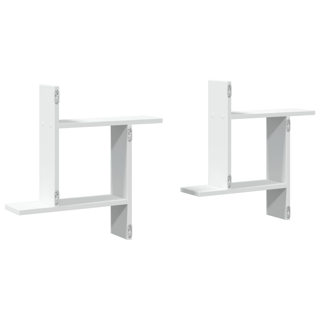 Wandschappen 2 st 50x12x50 cm bewerkt hout wit is nu te koop bij PeponiXL, paradijselijk wonen!