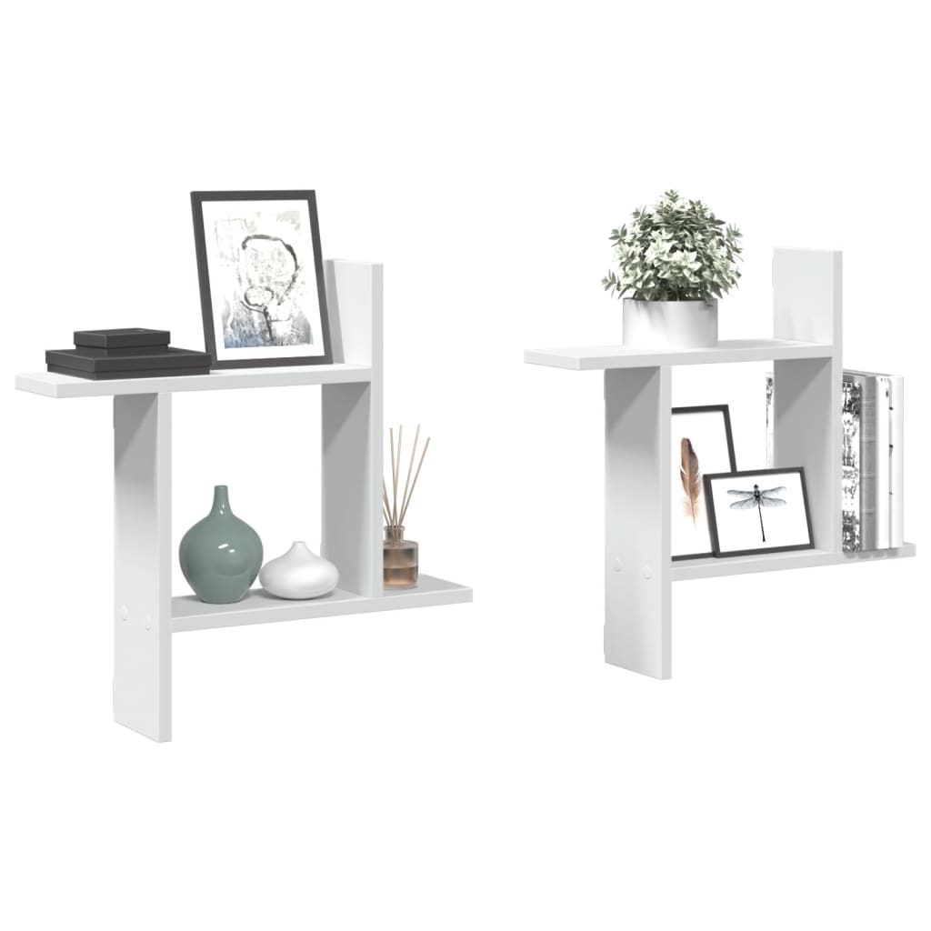 Wandschappen 2 st 50x12x50 cm bewerkt hout wit is nu te koop bij PeponiXL, paradijselijk wonen!